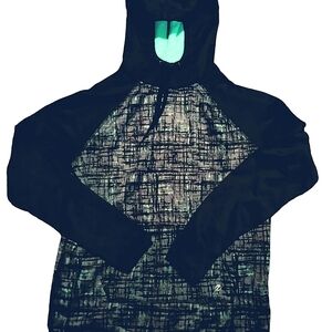 Energy Zone EUC Black Gray Teal Pullover Hoodie Size M